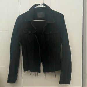 Black Denim jacket with distressed bottom hem